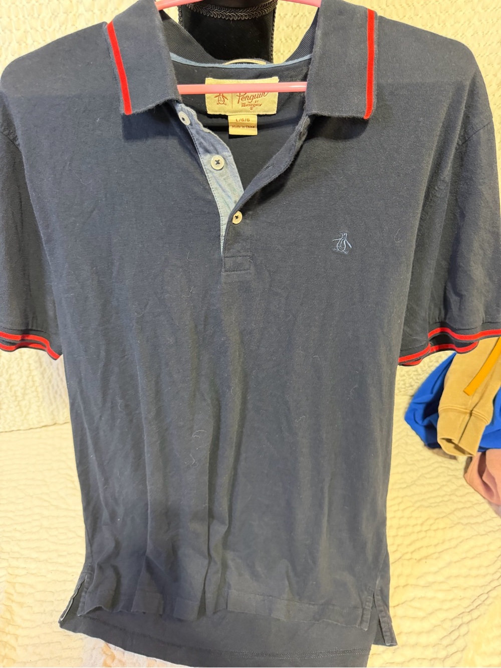 Original Penguin Navy Polo with Red Trim Accent